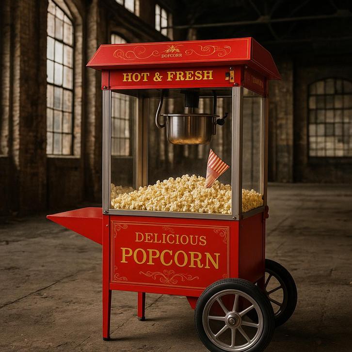 Te huur nostalgische popcornmachine, Hobby en Vrije tijd, Feestartikelen | Verhuur, Zo goed als nieuw, Overige, Ophalen