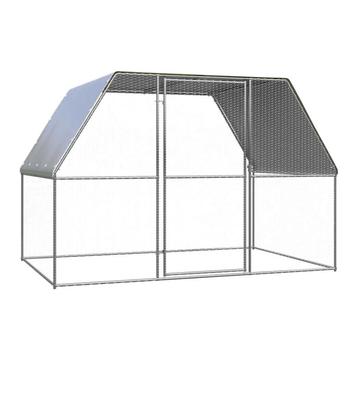 Kippenkooi 3x2x2 m gegalvaniseerd staal zilverkleurig beschikbaar voor biedingen