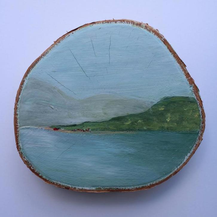 Schilderij - Meer, Antiek en Kunst, Kunst | Schilderijen | Klassiek, Ophalen of Verzenden