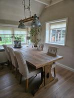 Set: eettafel met 6 Riviera Maison stoelen, Huis en Inrichting, Tafels | Eettafels, Ophalen, Gebruikt, 200 cm of meer, 50 tot 100 cm
