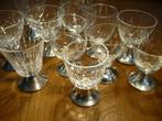 Prachtige kristallen glazen met zilveren voet, 11 stuks., Verzenden, Zilver