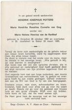 Hendrik J. Potters 1882 Oirschot + 1965 Bakel, 82 jaar, Verzenden