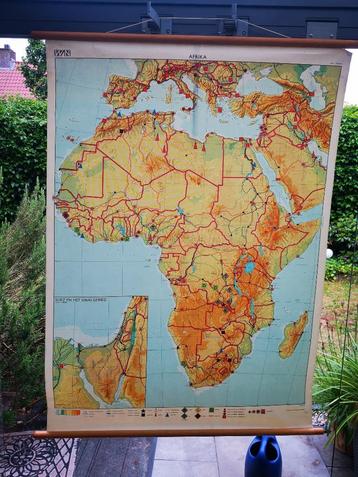 antiek Afrika schoolplaat wereldkaart Wolters Noordhoff 1931 beschikbaar voor biedingen