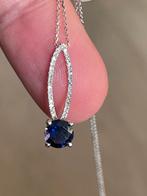 9 karaat witgouden ketting met hanger amethist diamanten, Met hanger, Wit, Ophalen of Verzenden, Zo goed als nieuw