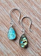 handgemaakte oorbellen echt zilver en labradoriet, Sieraden, Tassen en Uiterlijk, Oorbellen, Hangers, Verzenden, Nieuw, Zilver