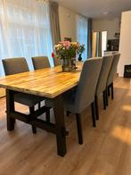 Ikea Skogsta Eettafel + 6 Stoelen - Z.G.A.N., Ophalen, 100 tot 150 cm, 200 cm of meer, Zo goed als nieuw