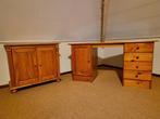 Grenen bureau en kastje, Huis en Inrichting, Ophalen, Gebruikt, Bureau