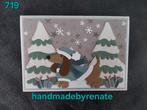 Nr. 719 Handgemaakte kerstkaart teckel, Ophalen of Verzenden, Nieuw, Overige thema's