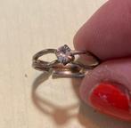 Vintage oude zilverkleur strass kristal steentje ring retro, Met strass, IJzer of Staal, Ophalen of Verzenden, Zo goed als nieuw
