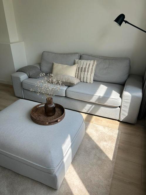 IKEA KIVIK 3-zitsbank + VALLENTUNA hocker, Huis en Inrichting, Banken | Complete zithoeken, Zo goed als nieuw, Stof, Ophalen