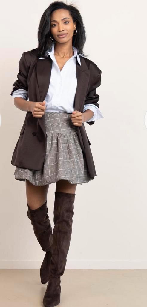 CO'COUTURE Geruit ballon rokje maat S, Kleding | Dames, Rokken, Nieuw, Maat 36 (S), Beige, Boven de knie, Ophalen of Verzenden