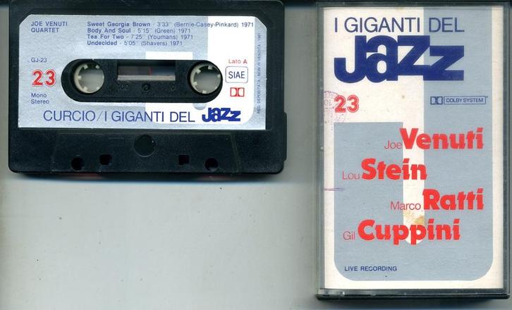 Joe Venuti Quartet I Giganti Del Jazz 23 cassette 1981 ZGAN, Cd's en Dvd's, Cassettebandjes, Zo goed als nieuw, Origineel, Jazz en Blues