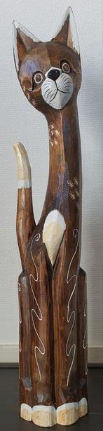 Sculptuur beeld hout kat groot uniek hoogte 80 cm, Ophalen of Verzenden
