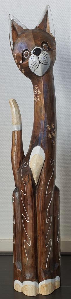 Sculptuur beeld hout kat groot uniek hoogte 80 cm  beschikbaar voor biedingen