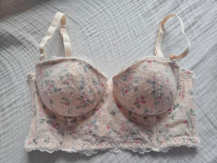 Roze korset met bloemen H&M 75B (70A-75B), Kleding | Dames, Ondergoed en Lingerie, Ophalen of Verzenden