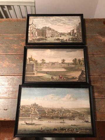 KUNST GRAVURE OPTICA PRENT IN KADER 3 STUKS ANTIEK beschikbaar voor biedingen