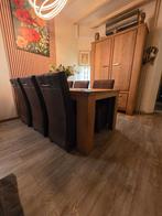 Prachtige eiken tafel met 6 stoelen, Ophalen, Modern., 200 cm of meer, 50 tot 100 cm