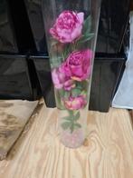 Vaas met kunstbloemen & roze decoratie, Ophalen, Minder dan 50 cm, Rood, Glas