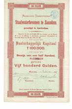 Staalwaterbronnen Zaandam - 1897 - Aandeel ƒ 500, Aandeel, Voor 1920, Verzenden