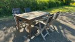 Hardhouten tafel met 2x 4 stoelen merk Triniti, Ophalen, Gebruikt, Hardhout, 8 zitplaatsen