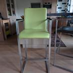 2 groene barkrukken, Ophalen, Leer, Zo goed als nieuw, 90 cm of meer