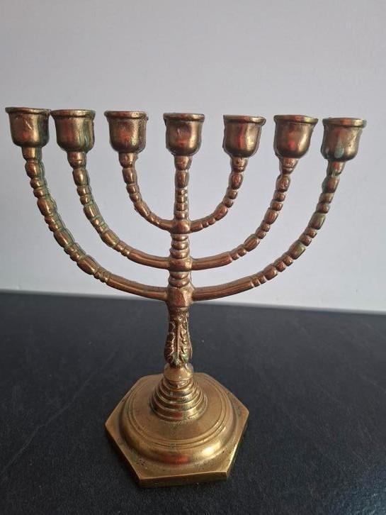 messing menorah, Antiek en Kunst, Antiek | Religie, Ophalen of Verzenden