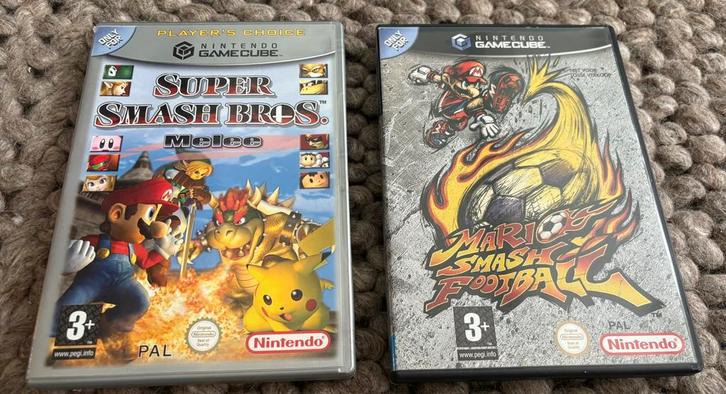 Super Smash Bros Melee & Mario Smash Football Gamecube, Spelcomputers en Games, Games | Nintendo GameCube, Gebruikt, Overige genres