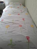1 persoons dekbedovertrek, licht grijs met bloemen, Ophalen of Verzenden, Eenpersoons, Grijs, Dekbedovertrek