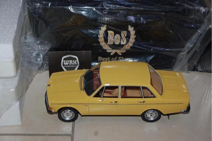 1:18 VOLVO 144 okergeel BOS models BOS042 in box WRH, Hobby en Vrije tijd, Modelauto's | 1:18, Zo goed als nieuw, Auto, Overige merken