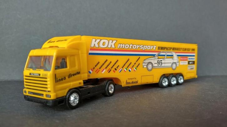Scania R143 Streamline Kok Renault Clio Cup 1:87 Herpa Pol, Hobby en Vrije tijd, Modelauto's | 1:87, Zo goed als nieuw, Bus of Vrachtwagen