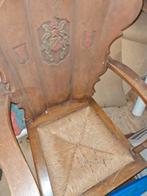 2 oude klooster stoelen eiken met biezen matjes, Antiek en Kunst, Ophalen of Verzenden