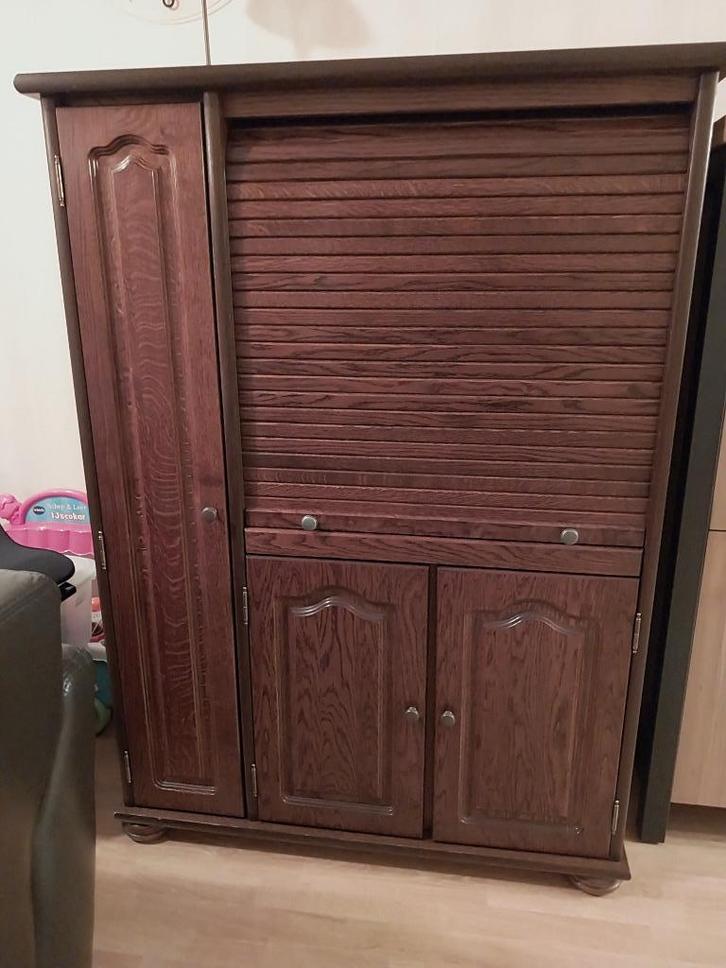 Donker eiken computerkast, Huis en Inrichting, Kasten | Computermeubels, Zo goed als nieuw, 120 tot 170 cm, 70 tot 120 cm, Eikenhout