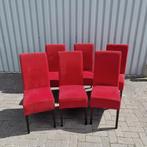 Set van 6 Rode Corduroy Eetkamerstoelen, Ophalen, Hout, Gebruikt, Modern