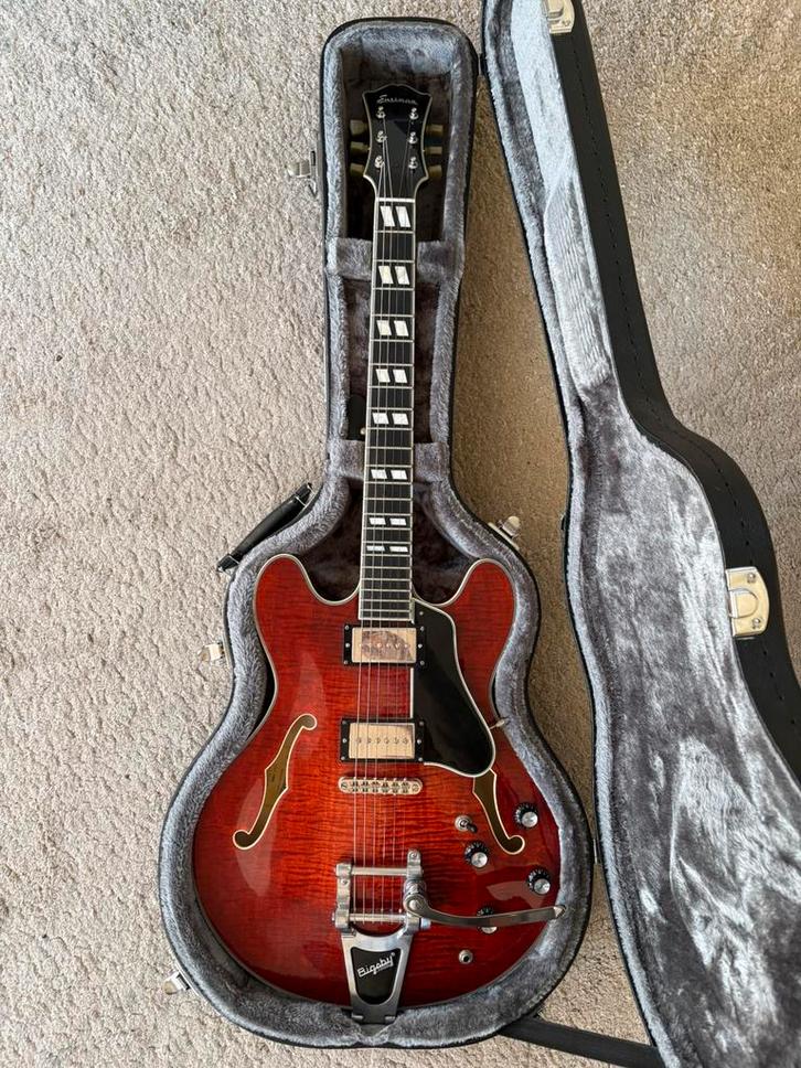 Eastman T486B met Bigsby en P90, Muziek en Instrumenten, Snaarinstrumenten | Gitaren | Elektrisch, Zo goed als nieuw, Semi-solid body