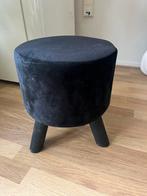 Zwart velvet krukje, Ophalen, Zo goed als nieuw, Rond, Minder dan 50 cm