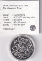 50 Gulden 1993 FDC met kaartje en doosje, Postzegels en Munten, Munten | Nederland, Verzenden, Koningin Beatrix, Zilver, Losse munt