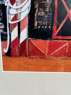 Gesigneerd Kunstwerk 'Rosina 1992' met Gouden Lijst, Abstrac, Ophalen