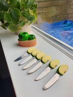 Vintage Appel Messen Set (6 stuks + houder), Verzamelen, Retro, Ophalen of Verzenden, Huis en Inrichting