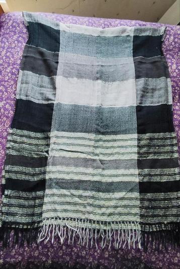 Basic zwart-grijze uniseks dunne wollen sjaal, 192x77 cm beschikbaar voor biedingen