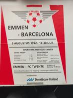 Poster Emmen - FC Barcelona met coach Johan Cruijff 5-8-1992, Verzenden, Gebruikt, Overige binnenlandse clubs, Poster, Plaatje of Sticker