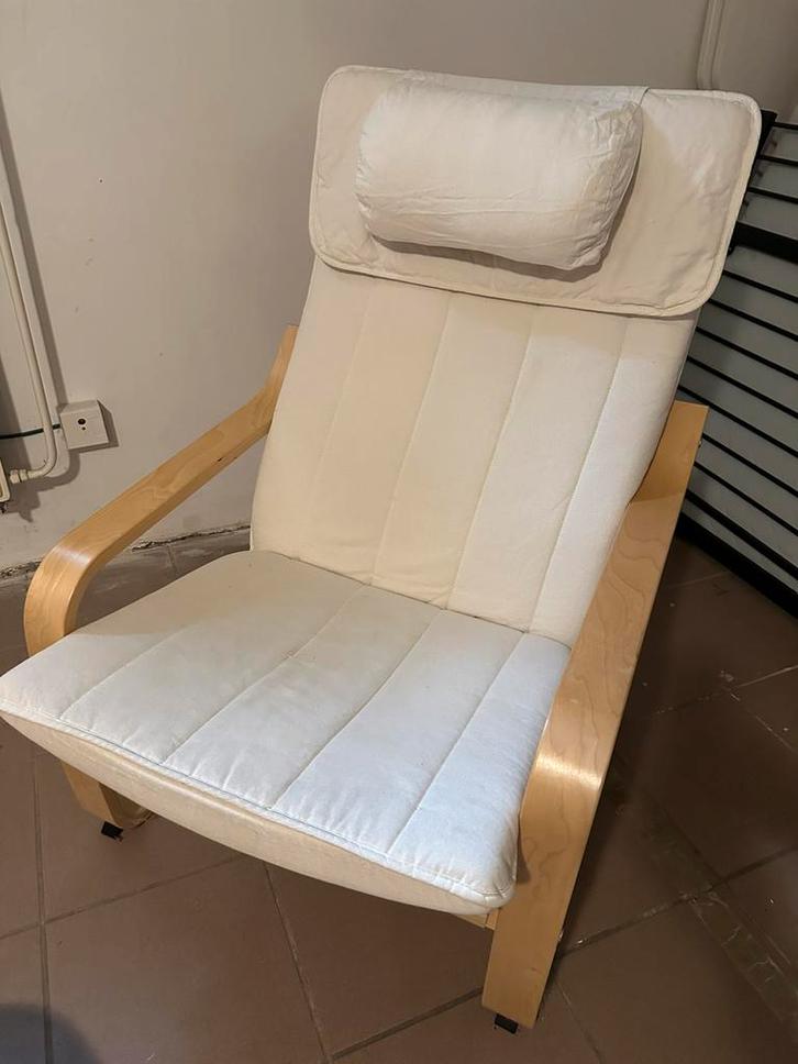 IKEA POÄNG fauteuil, Huis en Inrichting, Fauteuils, Zo goed als nieuw, Stof, 50 tot 75 cm, 75 tot 100 cm, Ophalen