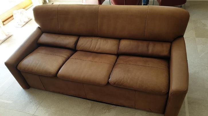 Driezitsbank Leolux 792 - vintage!, Huis en Inrichting, Banken | Bankstellen, Gebruikt, Rechte bank, Driepersoons, 150 tot 200 cm