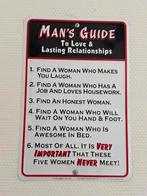Metalen wandbord vintage.. Man’s guide, Overige uren, Vanaf 10 jaar, Overige vormen