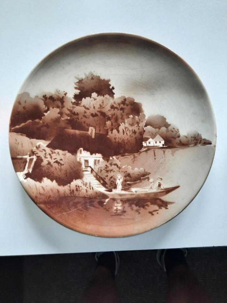 2x Antiek bord DEENS PORCELEIN Diameter 243 cm., Antiek en Kunst, Antiek | Wandborden en Tegels, Ophalen of Verzenden