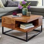 WOHNLING Salontafel Massief houten, 50 tot 100 cm, Vierkant, Metaal, Minder dan 50 cm