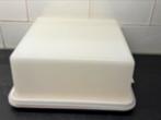 Tupperware taartdoos gebaksdoos taart hapjes stolp vierkant, Verzenden, Zo goed als nieuw