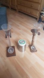 Twee koetsier glazen met standaard doe een bod, Ophalen of Verzenden, Zo goed als nieuw, Glas of Glazen, Heineken