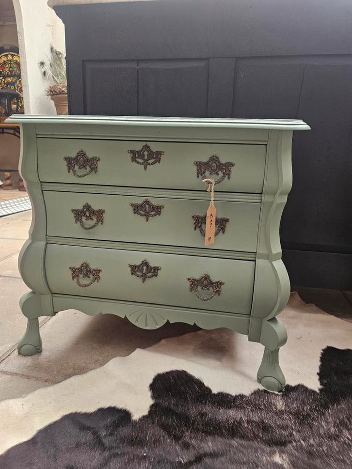 Charmant Buik ladenkastje – 66x60x35 cm – zachtgroen, Huis en Inrichting, Kasten | Ladekasten, Zo goed als nieuw, Minder dan 100 cm