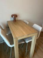 Bartafel met 4 krukken, Ophalen, 100 tot 150 cm, Teakhout, 50 tot 100 cm