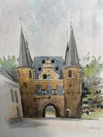Aquarel van A. Wieringa Broederpoort Kampen, Antiek en Kunst, Kunst | Schilderijen | Klassiek, Ophalen of Verzenden